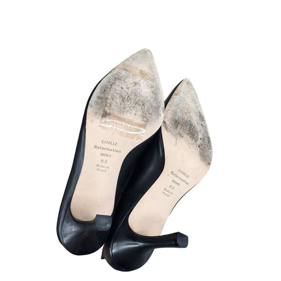 Reformation Camille Rowe Black Leather Pointed Toe Ankle Boots 8.5 Pull-On - Picture 9 of 9